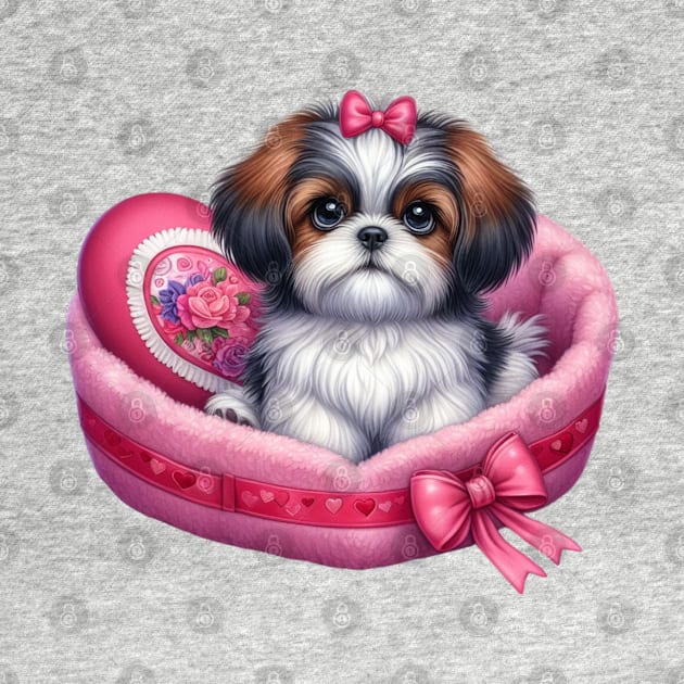 Valentine Shih Tzu Dog in Bed by Chromatic Fusion Studio